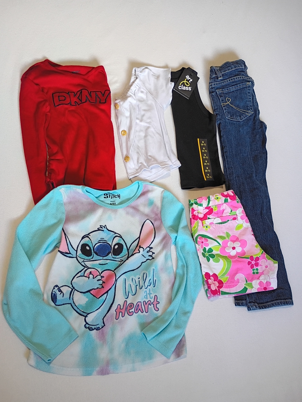Girls Size 6 Summer & Fall Clothes Lot - 6pc Mix Match Bundle DKNY Stitch Floral
